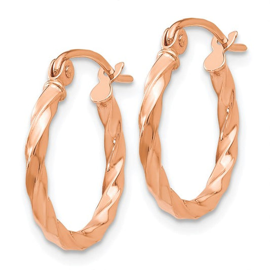 14kt Rose Gold Twisted Hoop Earrings