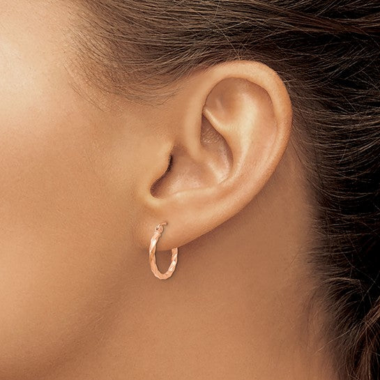 14kt Rose Gold Twisted Hoop Earrings