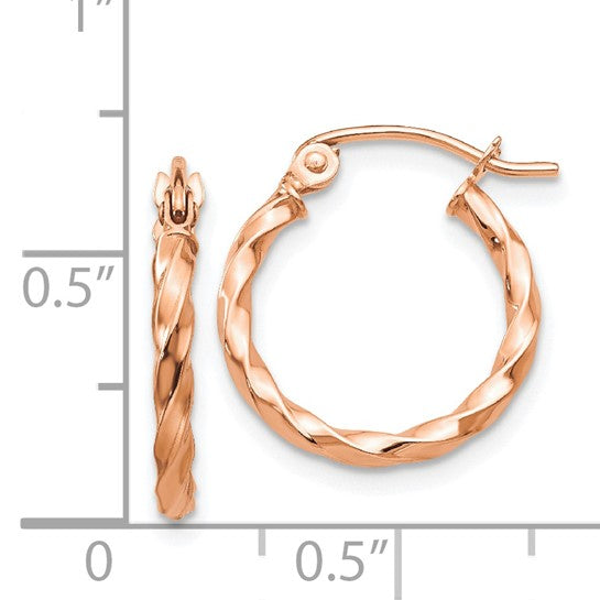 14kt Rose Gold Twisted Hoop Earrings
