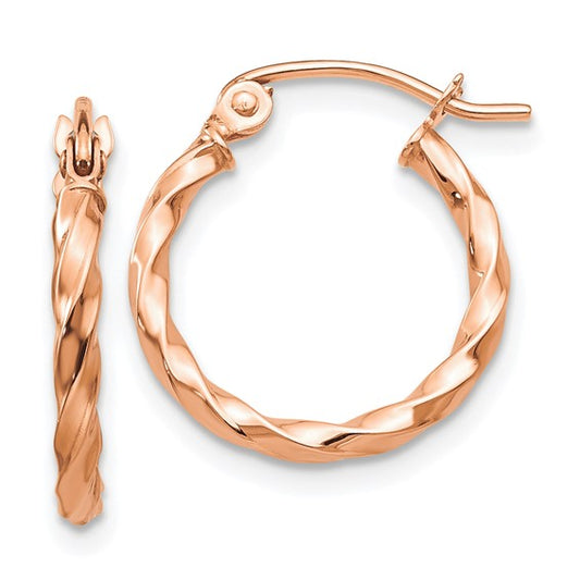 14kt Rose Gold Twisted Hoop Earrings