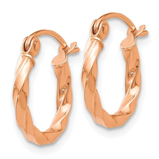 14kt Rose Gold Twisted Hoop Earrings