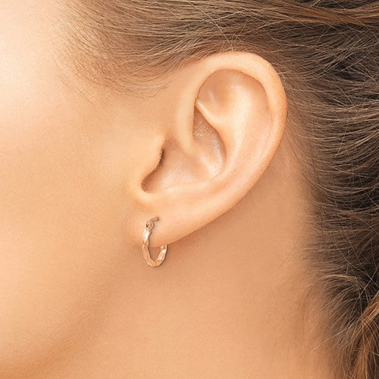 14kt Rose Gold Twisted Hoop Earrings