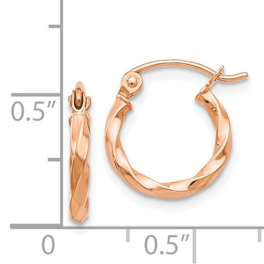 14kt Rose Gold Twisted Hoop Earrings