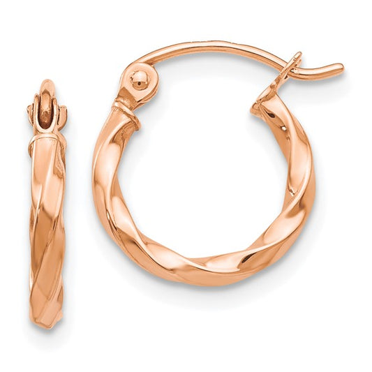 14kt Rose Gold Twisted Hoop Earrings