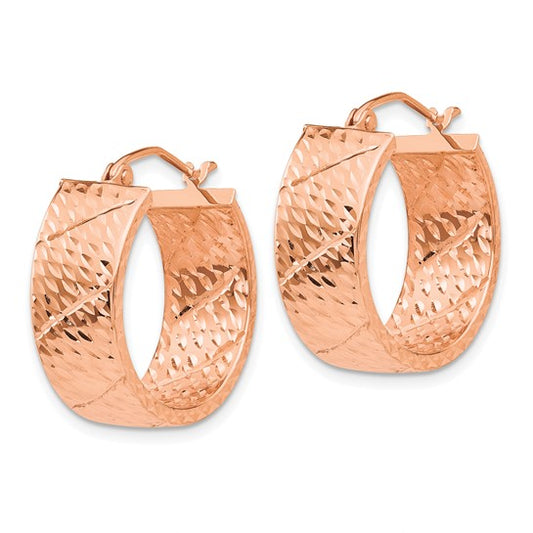 14kt Rose Gold Diamond Cut Hoop Earrings