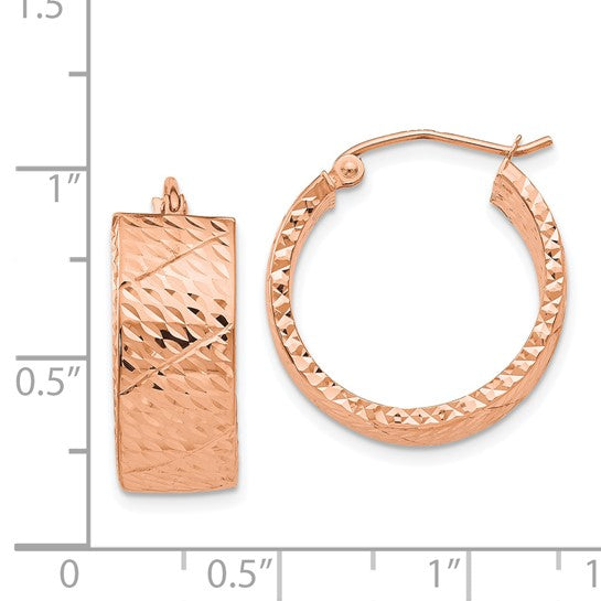 14kt Rose Gold Diamond Cut Hoop Earrings