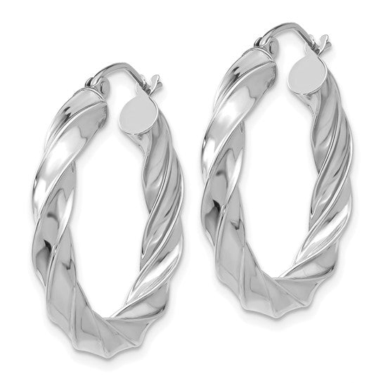 14kt White Gold Light Twisted Hoop Earrings