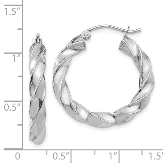 14kt White Gold Light Twisted Hoop Earrings