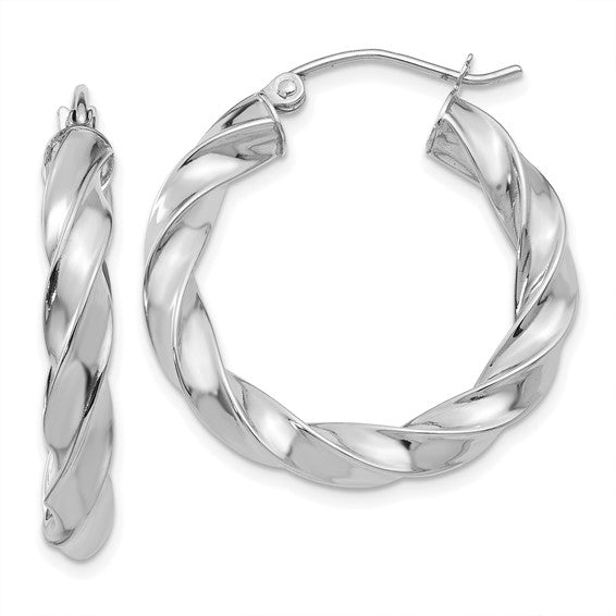 14kt White Gold Light Twisted Hoop Earrings