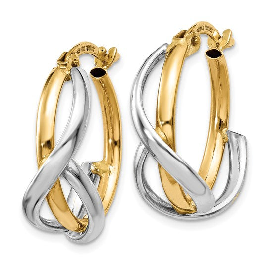 14KT Two-Tone Polished Twisted Hoop Earrings