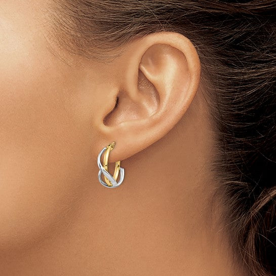 14KT Two-Tone Polished Twisted Hoop Earrings