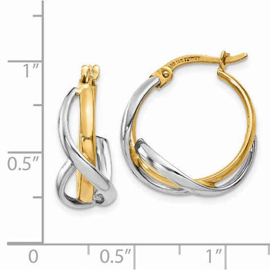 14KT Two-Tone Polished Twisted Hoop Earrings