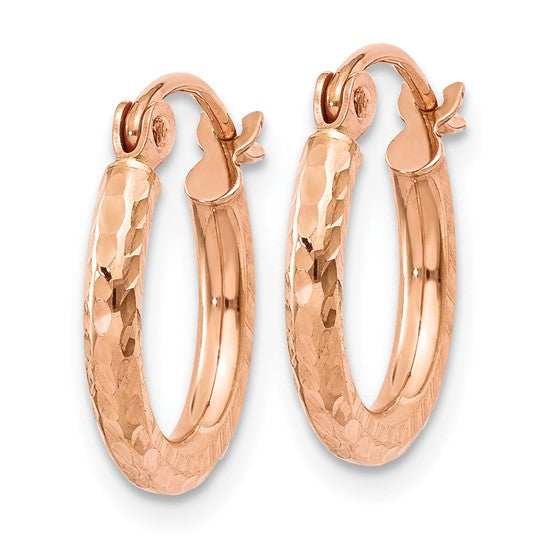 14kt Rose Gold Lightweight Diamond-cut Hoop Earrings