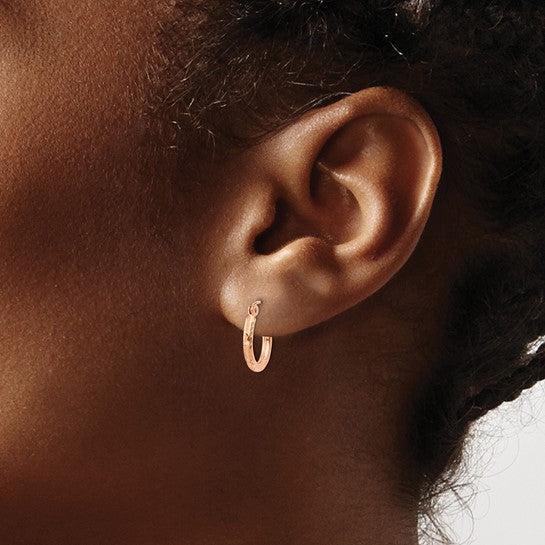 14kt Rose Gold Lightweight Diamond-cut Hoop Earrings
