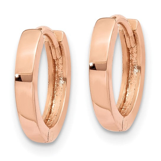 14kt Rose Gold Round Hinged Hoop Earrings