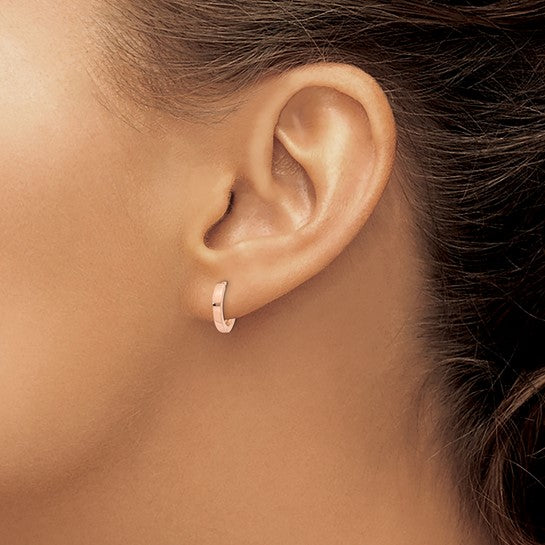14kt Rose Gold Round Hinged Hoop Earrings