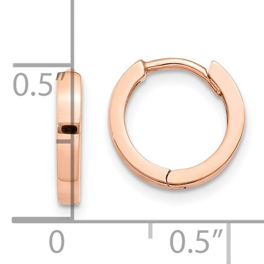 14kt Rose Gold Round Hinged Hoop Earrings