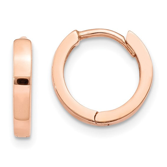 14kt Rose Gold Round Hinged Hoop Earrings