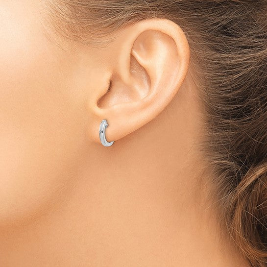 14KT White Gold Hinged Hoop Earrings