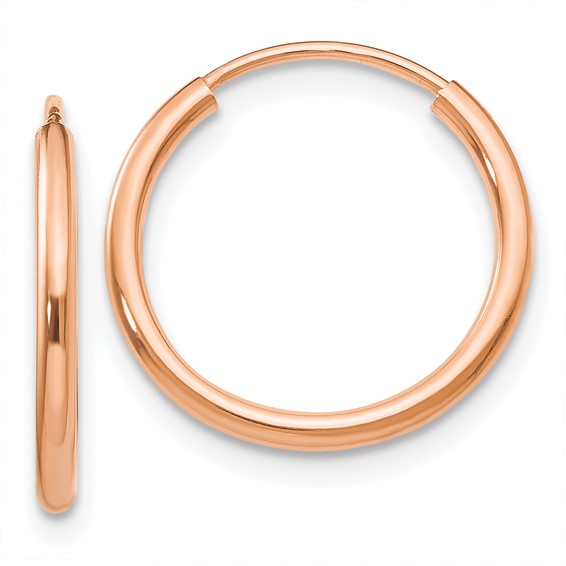14kt Rose Gold Polished Endless Tube Hoop Earrings