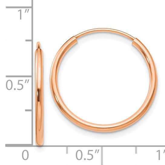 14kt Rose Gold Polished Endless Tube Hoop Earrings