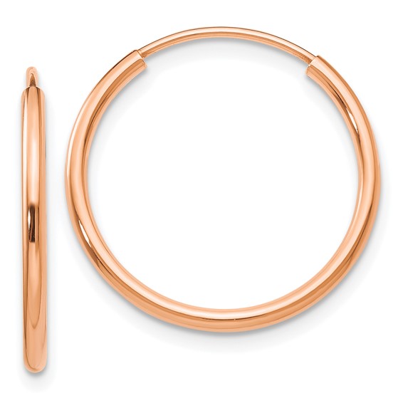 14kt Rose Gold Polished Endless Tube Hoop Earrings