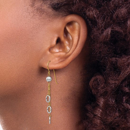14kt Yellow Gold Two-tone Circle Dangle Earrings