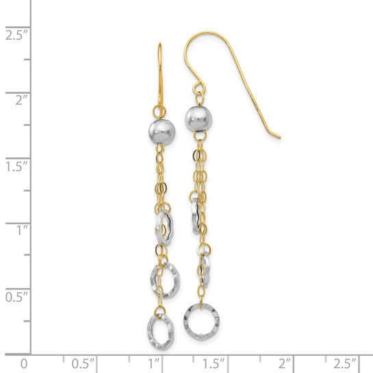 14kt Yellow Gold Two-tone Circle Dangle Earrings