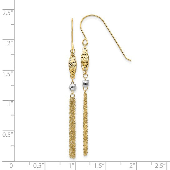 14kt Two-tone Bead and Chain Dangle Earrings