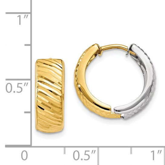 14kt Two-tone Textured Hoop Earrings