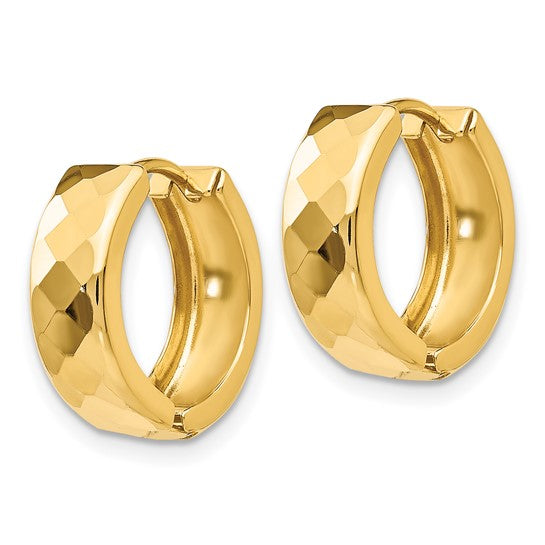 14kt Yellow Gold Textured Hinged Hoop Earrings