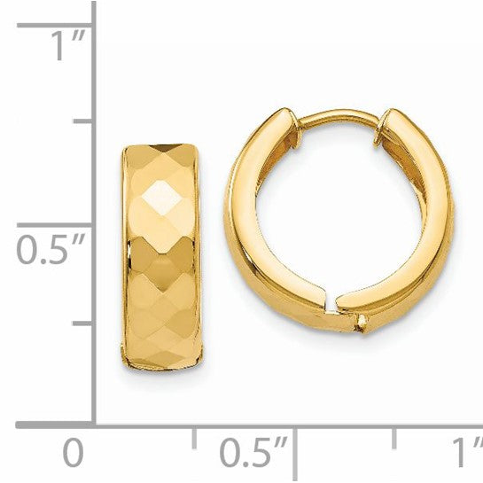 14kt Yellow Gold Textured Hinged Hoop Earrings