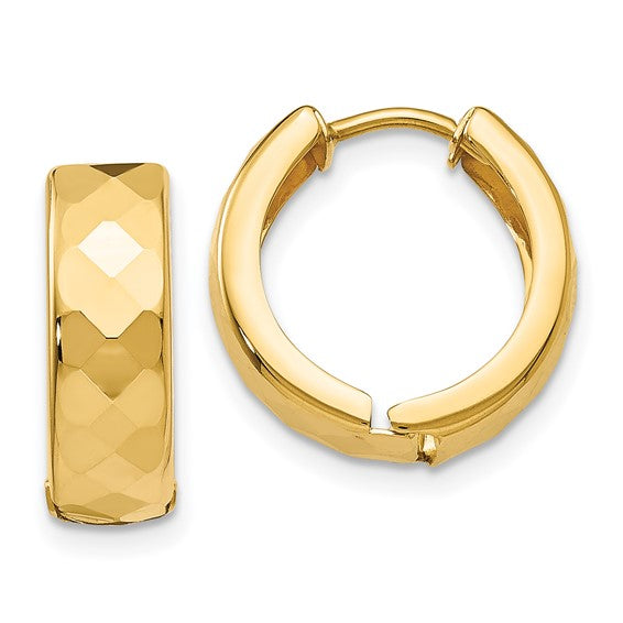 14kt Yellow Gold Textured Hinged Hoop Earrings