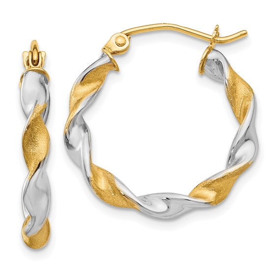 14KT White Gold & Rhodium 2.0mm Twisted Hoop Earrings