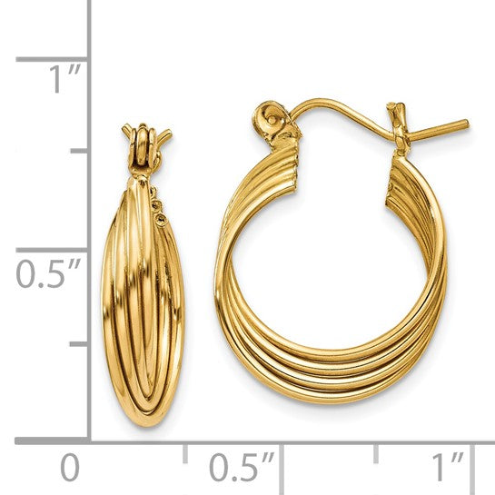 14kt Yellow Gold Polished Circles Hoop Earrings