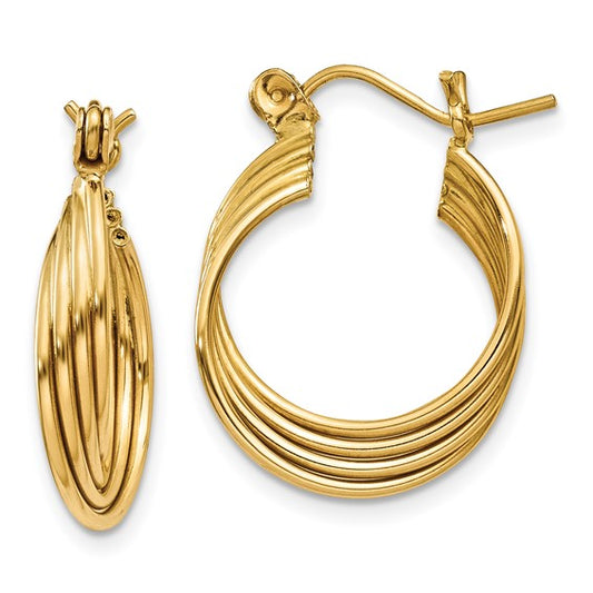 14kt Yellow Gold Polished Circles Hoop Earrings