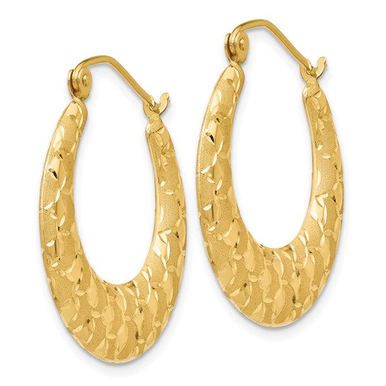 14KT Yellow Gold Laser Cut Patterned Hoop Earrings