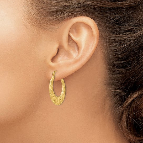14KT Yellow Gold Laser Cut Patterned Hoop Earrings