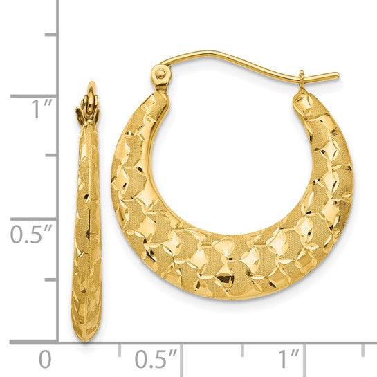 14KT Yellow Gold Laser Cut Patterned Hoop Earrings