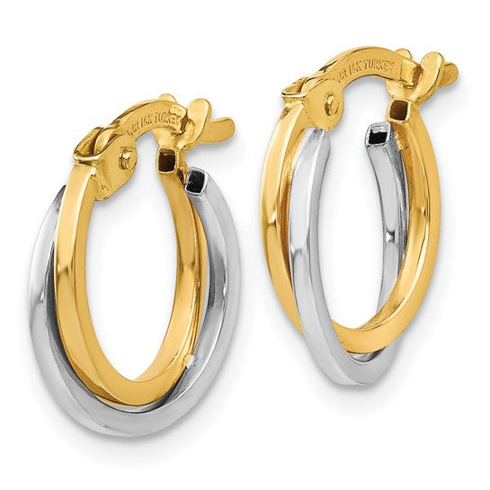 14kt Two-tone Polished Hollow Hoop Earrings