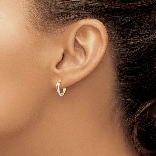 14kt Two-tone Polished Hollow Hoop Earrings