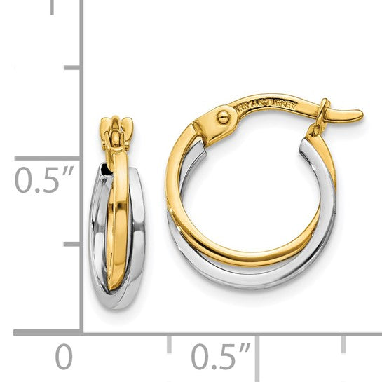 14kt Two-tone Polished Hollow Hoop Earrings