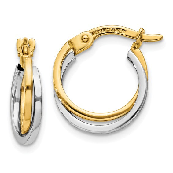 14kt Two-tone Polished Hollow Hoop Earrings