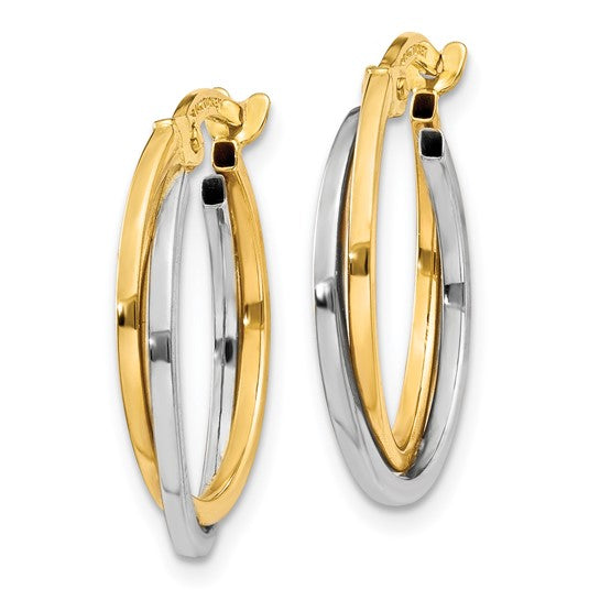 14kt Two-tone Polished Hollow Hoop Earrings