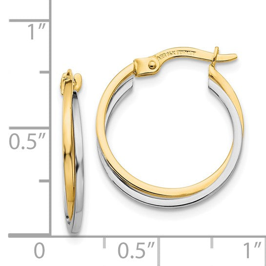 14kt Two-tone Polished Hollow Hoop Earrings