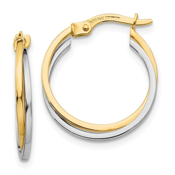 14kt Two-tone Polished Hollow Hoop Earrings
