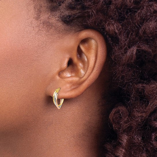 14kt Tri-color Twisted Hoop Earrings