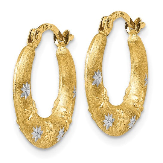 14kt Yellow Gold & Rhodium Hoop Earrings