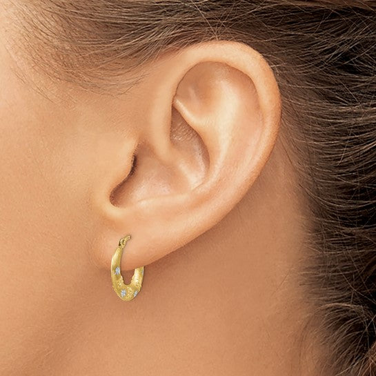 14kt Yellow Gold & Rhodium Hoop Earrings