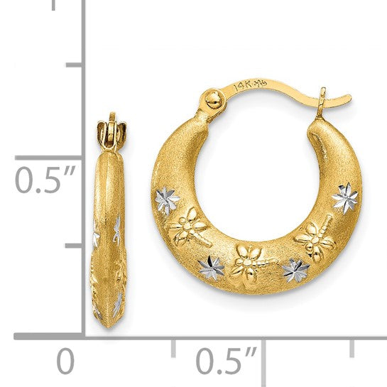 14kt Yellow Gold & Rhodium Hoop Earrings